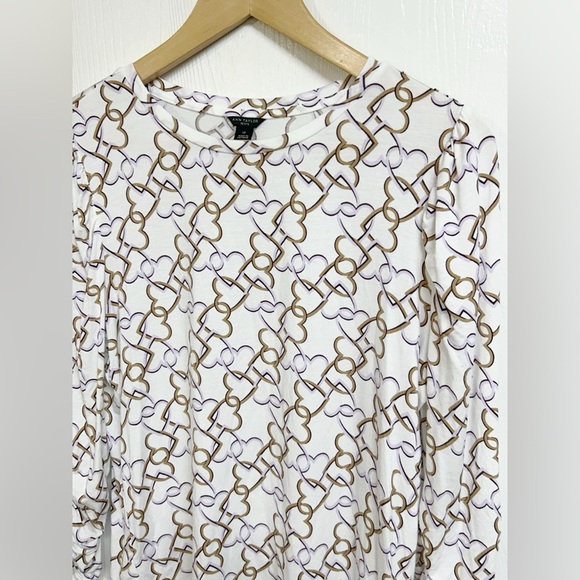 Ann Taylor Women’s Pullover Chain Heart Modal Blouse Size Large Petite - Picture 2 of 7